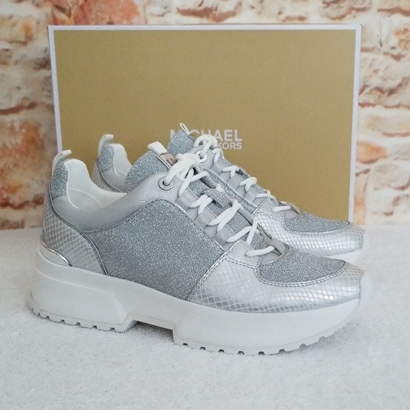 michael michael kors cosmo metallic and glitter trainer